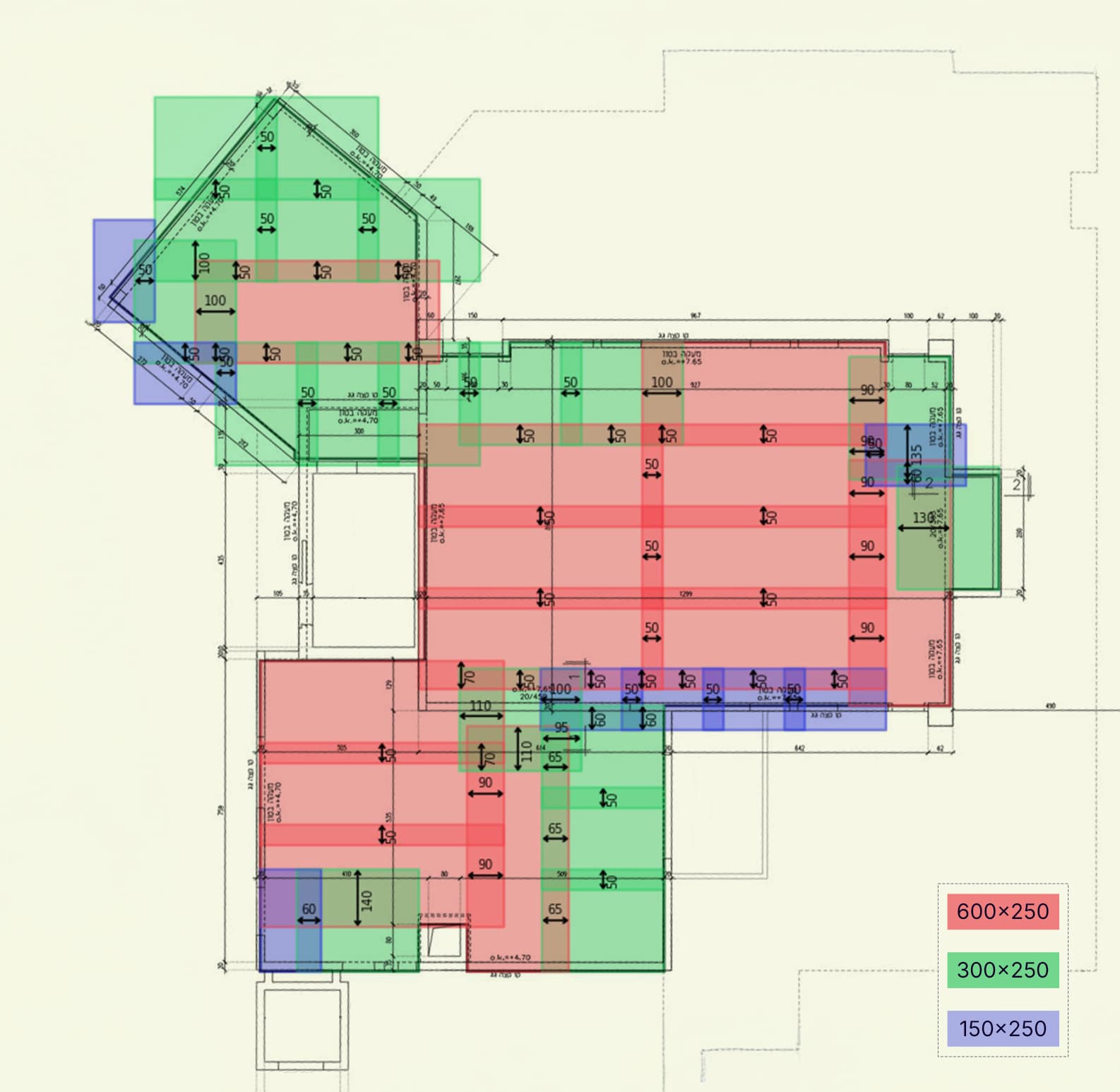 processed floor plan with reinforced meshes